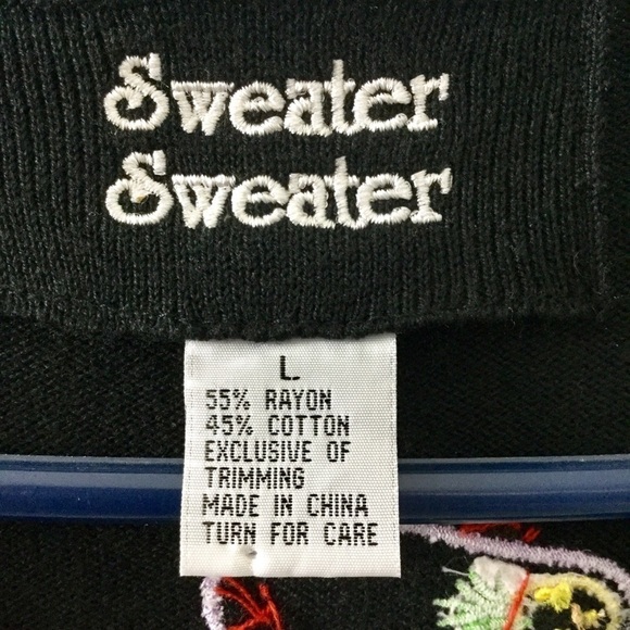 SWEATER sweater brand flip flops & tropical flowers black button front cardigan - Picture 3 of 12